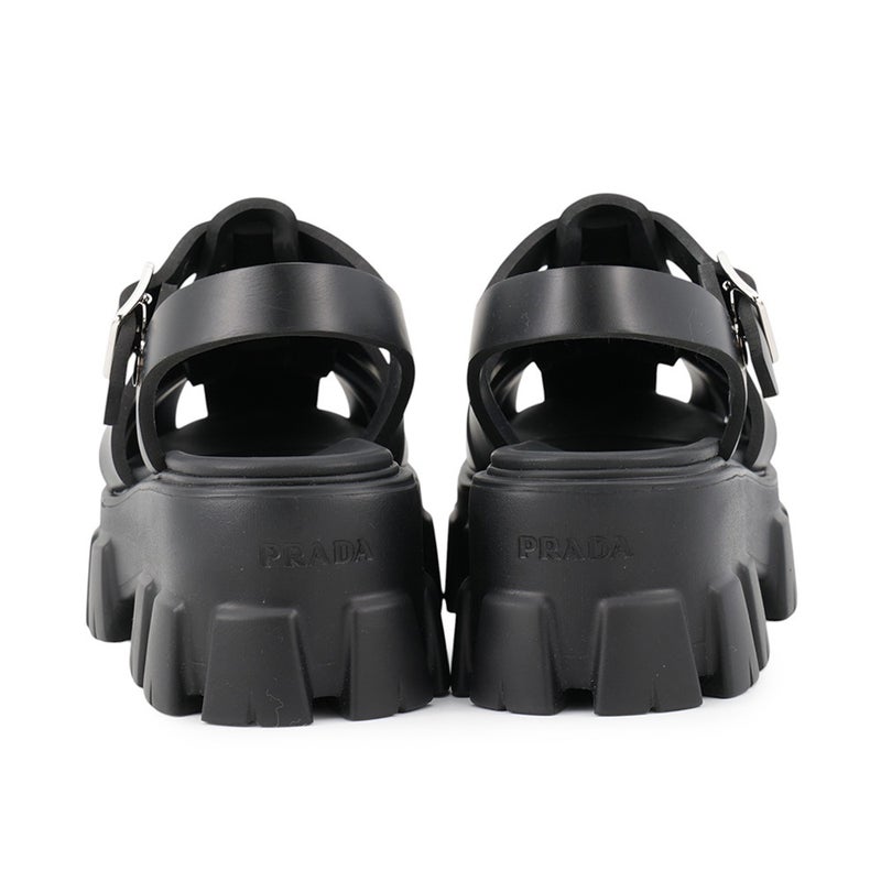 プラダ サンダル モノリス ラバー レディースサイズ37 1X853M PRADA 靴 黒