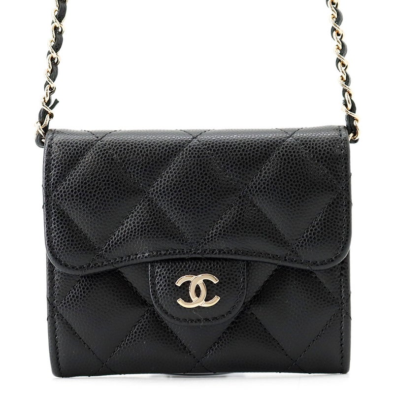 シャネル チェーンウォレット マトラッセ ココマーク ミニ キャビアスキン AP0238 CHANEL 財布 黒