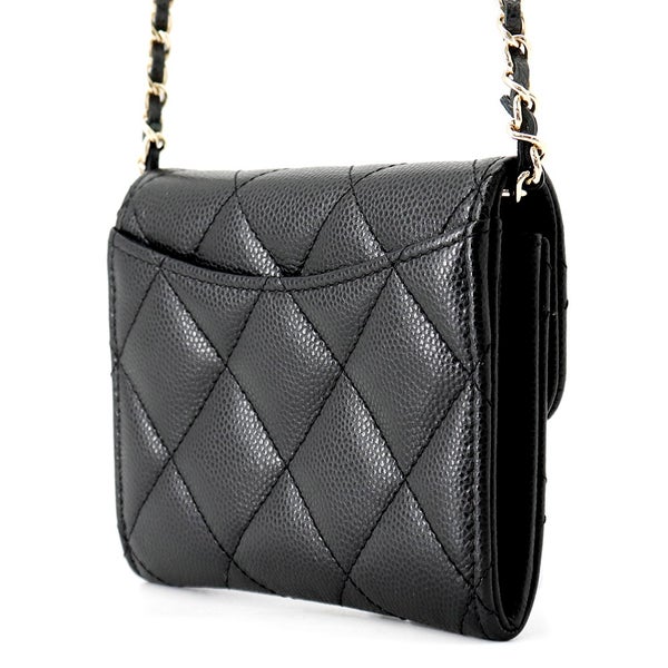 シャネル チェーンウォレット マトラッセ ココマーク ミニ キャビアスキン AP0238 CHANEL 財布 黒