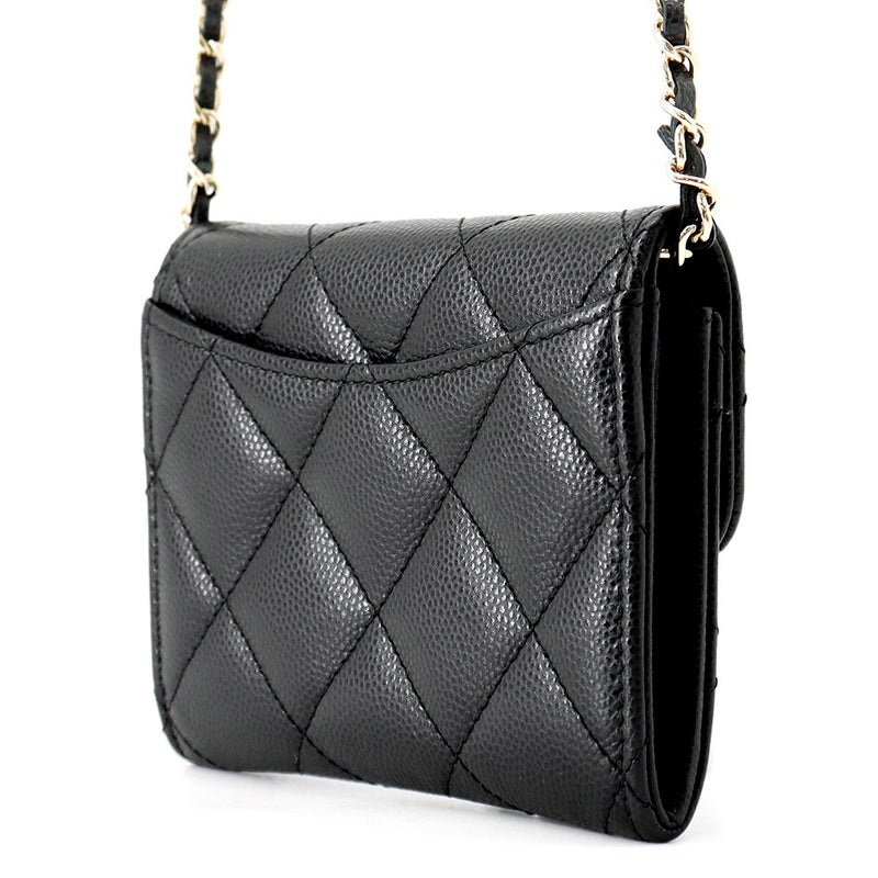 シャネル チェーンウォレット マトラッセ ココマーク ミニ キャビアスキン AP0238 CHANEL 財布 黒