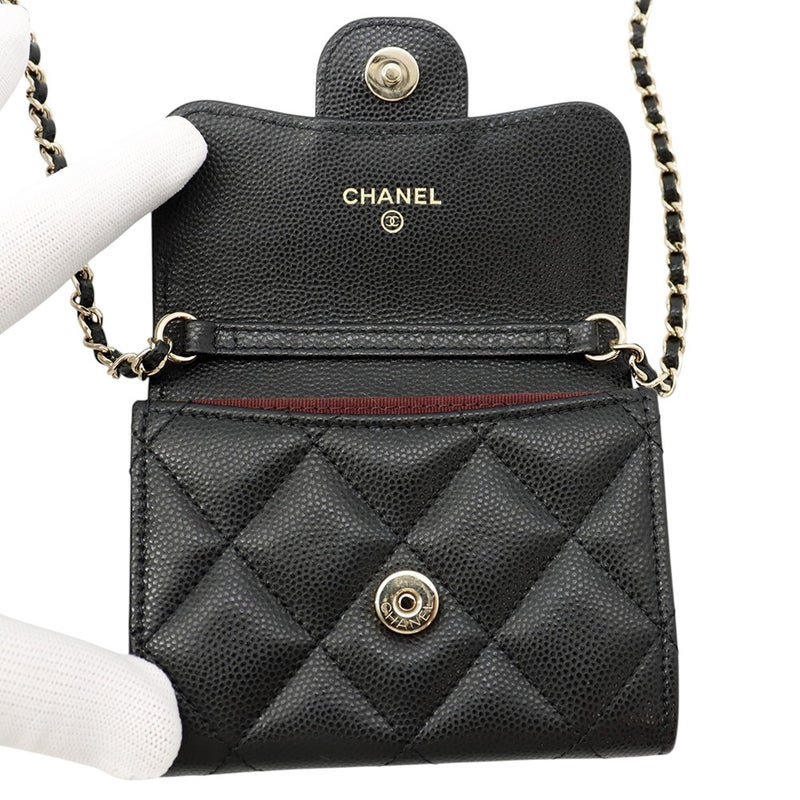 シャネル チェーンウォレット マトラッセ ココマーク ミニ キャビアスキン AP0238 CHANEL 財布 黒