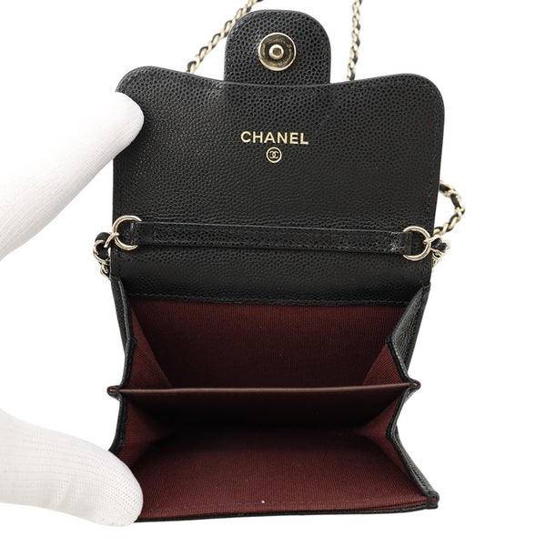 シャネル チェーンウォレット マトラッセ ココマーク ミニ キャビアスキン AP0238 CHANEL 財布 黒