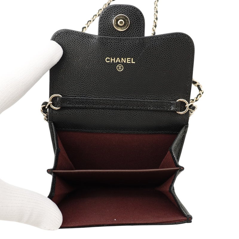 シャネル チェーンウォレット マトラッセ ココマーク ミニ キャビアスキン AP0238 CHANEL 財布 黒
