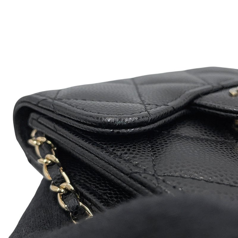 シャネル チェーンウォレット マトラッセ ココマーク ミニ キャビアスキン AP0238 CHANEL 財布 黒
