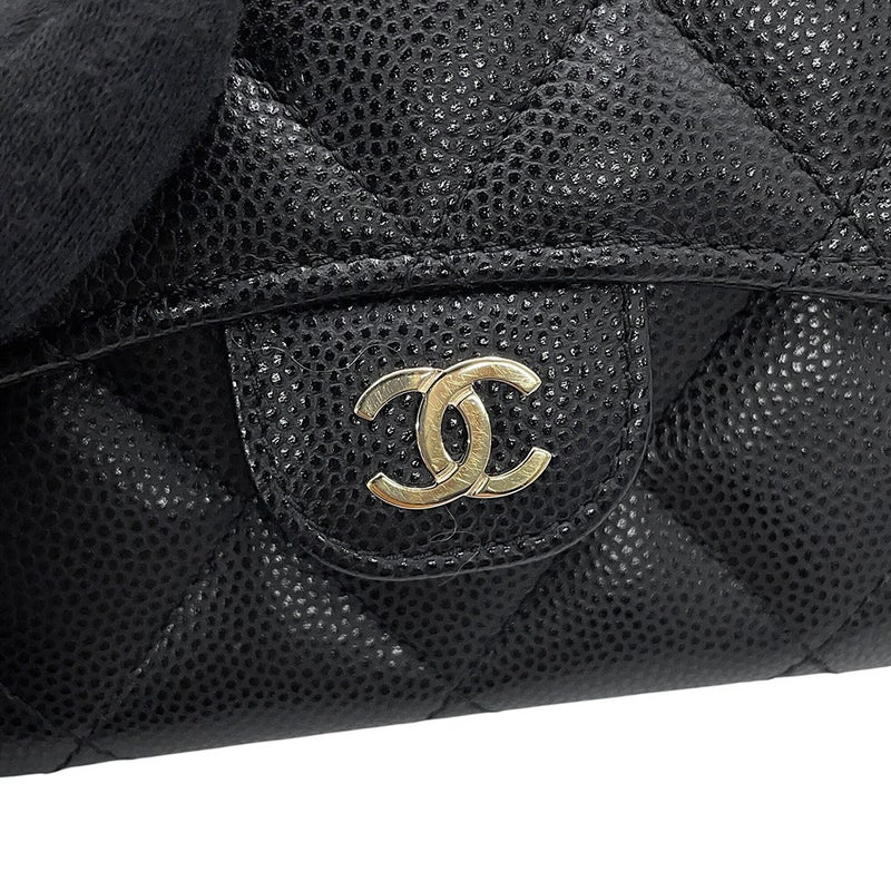 シャネル チェーンウォレット マトラッセ ココマーク ミニ キャビアスキン AP0238 CHANEL 財布 黒