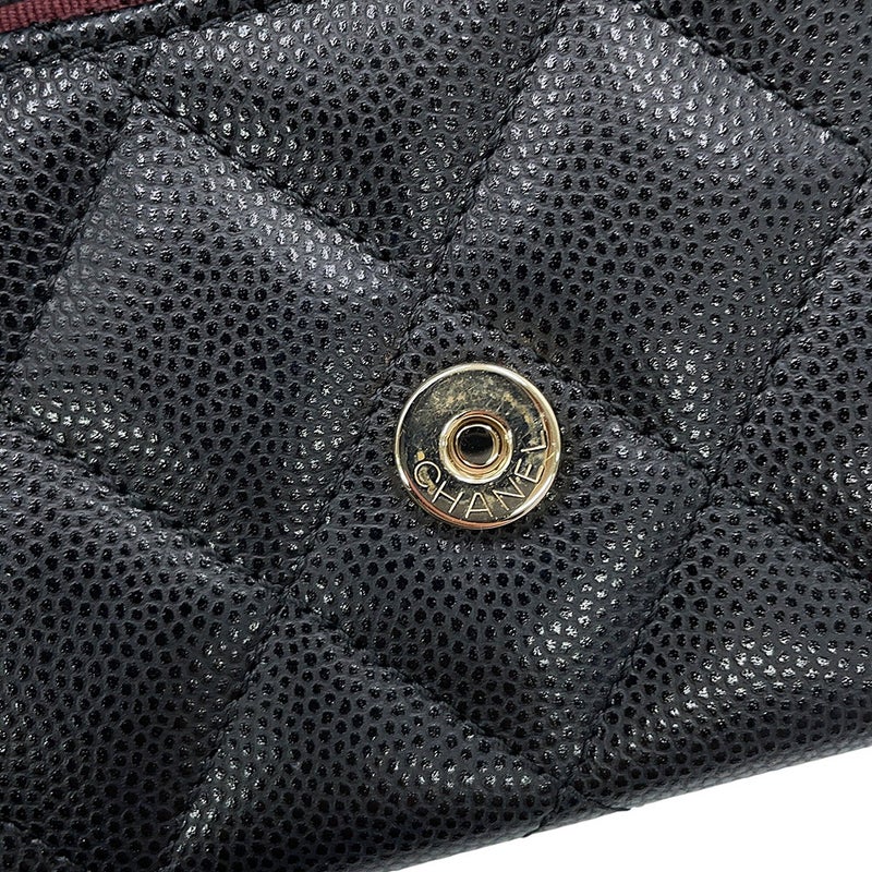 シャネル チェーンウォレット マトラッセ ココマーク ミニ キャビアスキン AP0238 CHANEL 財布 黒