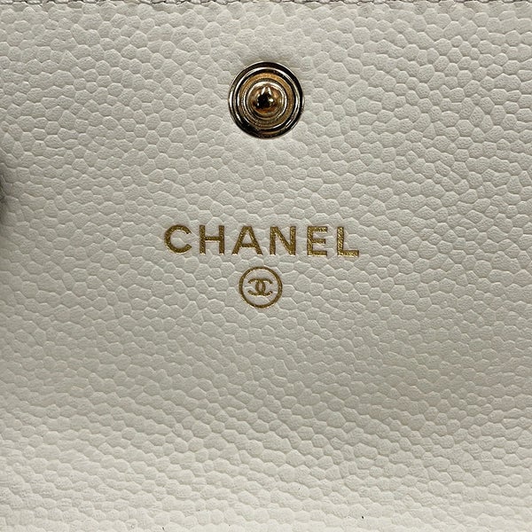 シャネル チェーンウォレット ボーイシャネル マトラッセ ココマーク ミニ キャビアスキン AP2206 CHANEL 財布 白
