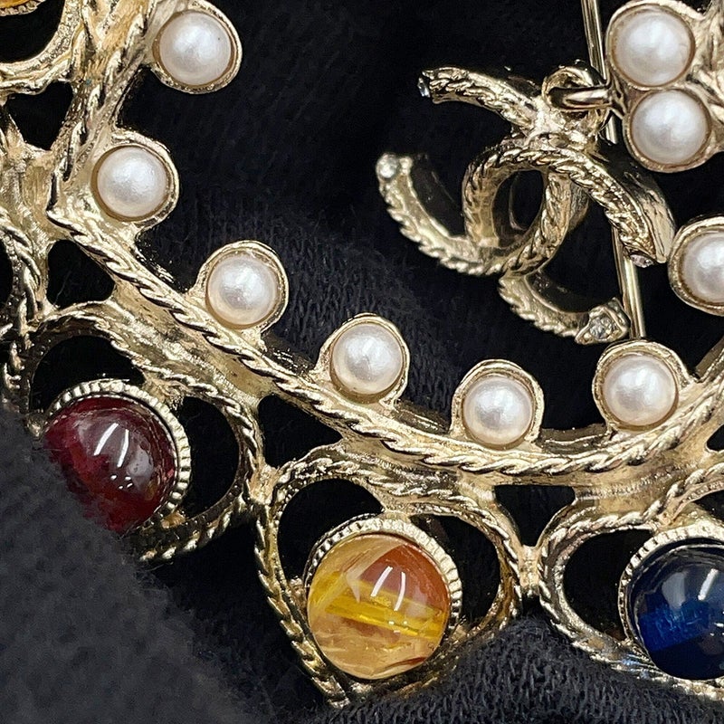 シャネル ブローチ ココマーク ハート ラインストーン フェイクパール カラーストーン メタル A19B CHANEL アクセサリー