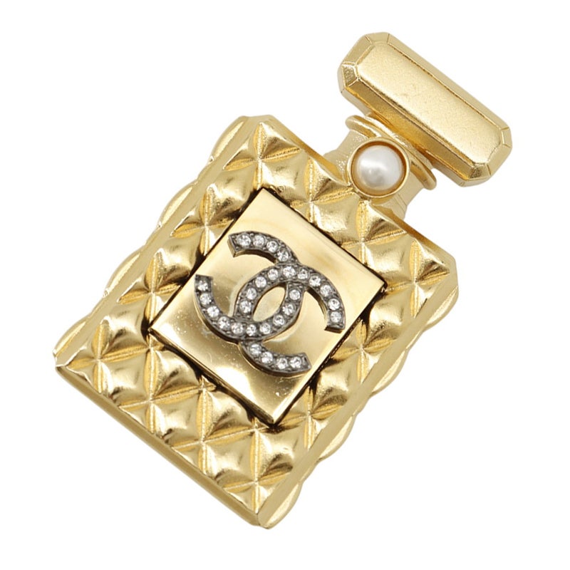 シャネル ブローチ ココマーク 香水瓶モチーフ ラインストーン フェイクパール メタル F20A CHANEL アクセサリー