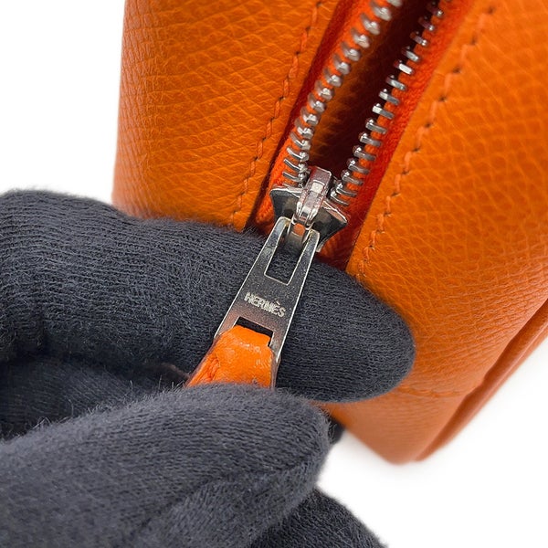 エルメス ハンドバッグ プリュム エラン28 オレンジ/シルバー金具 エプソン □I刻印