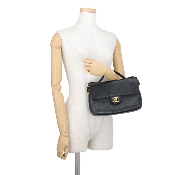 シャネル チェーンショルダーバッグ マトラッセ ココマーク キャビアスキン CHANEL 黒 2way