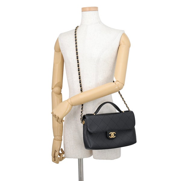 シャネル チェーンショルダーバッグ マトラッセ ココマーク キャビアスキン CHANEL 黒 2way