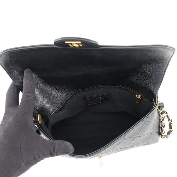 シャネル チェーンショルダーバッグ マトラッセ ココマーク キャビアスキン CHANEL 黒 2way