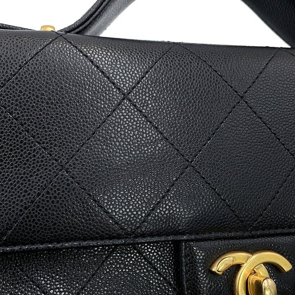 シャネル チェーンショルダーバッグ マトラッセ ココマーク キャビアスキン CHANEL 黒 2way