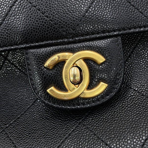 シャネル チェーンショルダーバッグ マトラッセ ココマーク キャビアスキン CHANEL 黒 2way
