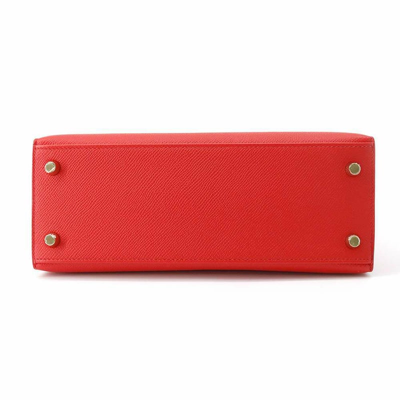 エルメス ハンドバッグ ケリー25 外縫い ルージュクー/ゴールド金具 ヴォーエプソン C刻印 2way