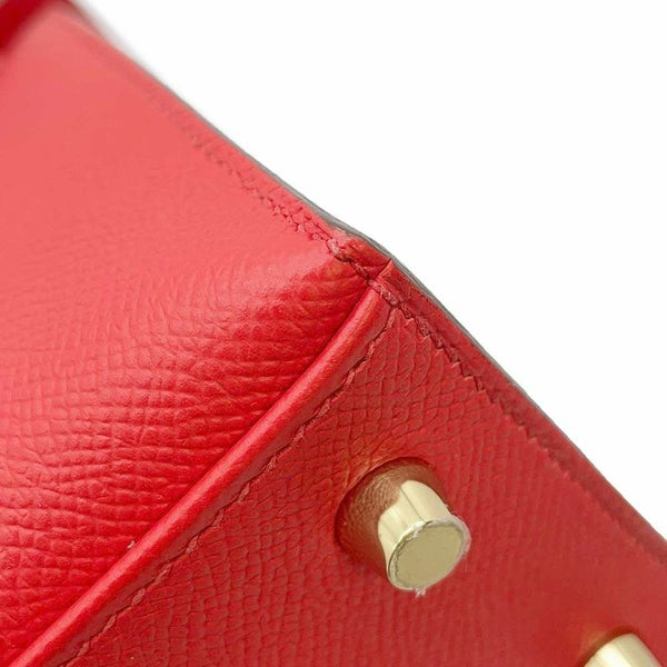 エルメス ハンドバッグ ケリー25 外縫い ルージュクー/ゴールド金具 ヴォーエプソン C刻印 2way