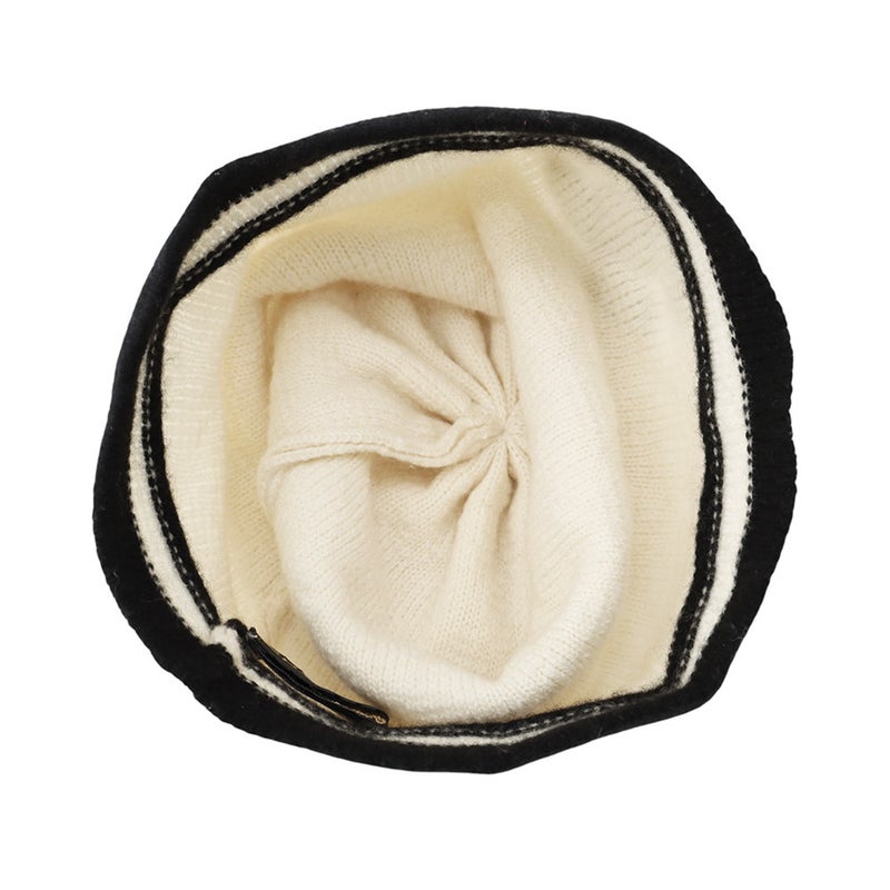 シャネル ニット帽 ココマーク カシミヤ CHANEL 帽子 黒 白