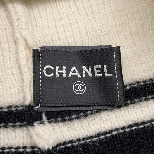 シャネル ニット帽 ココマーク カシミヤ CHANEL 帽子 黒 白