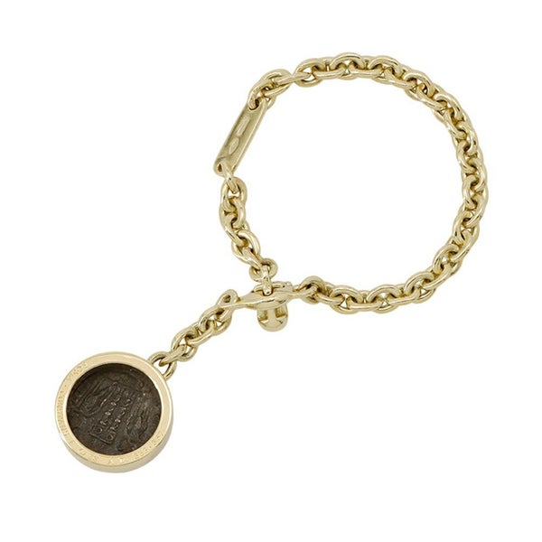 ブルガリ キーホルダー チャーム  モネーテ 古代コイン キーチェーン アンティーク K18YGイエローゴールド BVLGARI