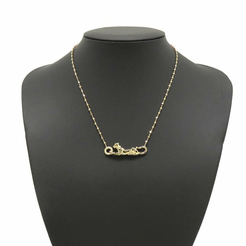 カルティエ ネックレス パンテール ドゥ ダイヤ 19P 計0.07ct ツァボライトガーネット 1P K18YG ブラックラッカー