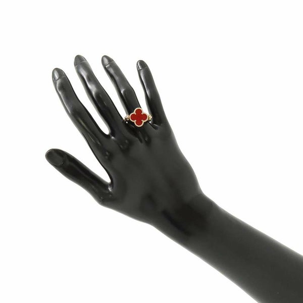 ヴァンクリーフ&アーペル リング ヴィンテージ アルハンブラ リバーシブル カーネリアン ダイヤ 1P ギヨシェ K18PG サイズ54 指輪