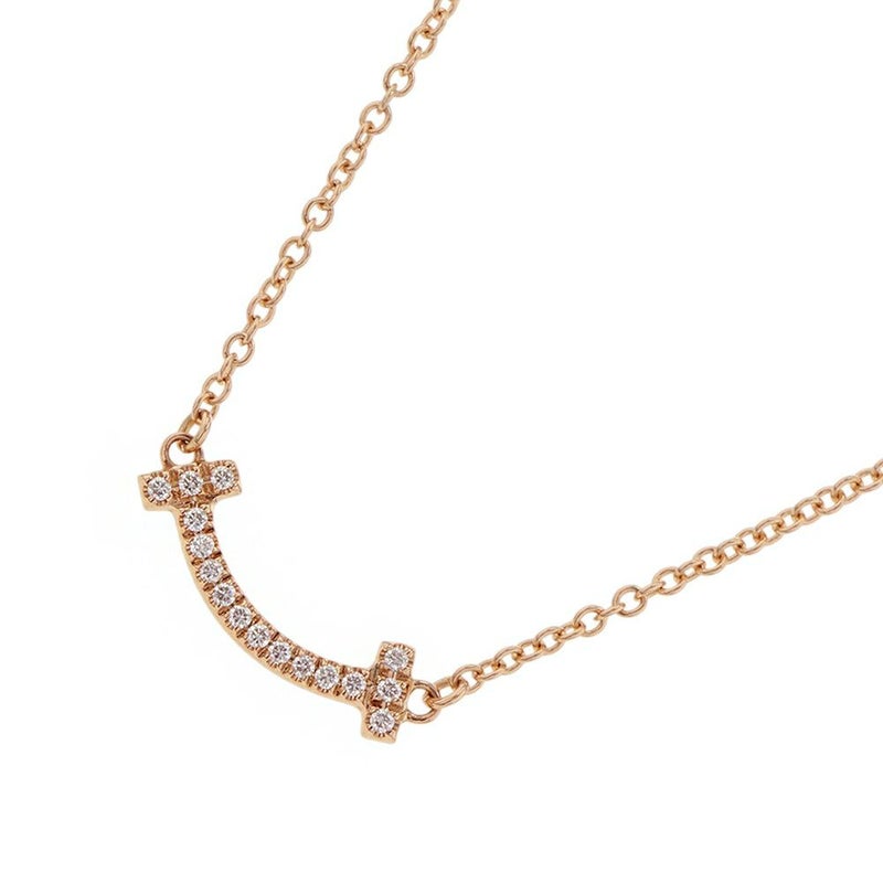ティファニー ネックレス Tスマイル ミニ ダイヤ 計 0.03ct K18PGピンクゴールド 62617772 Tiffany&Co. ペンダント ジュエリー