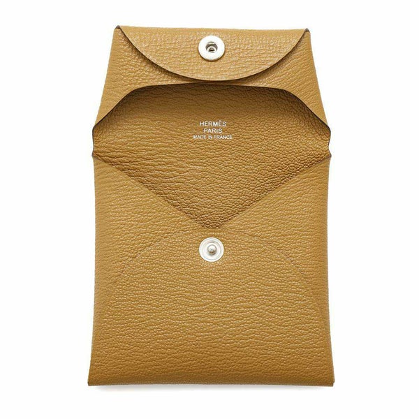 エルメス コインケース バスティア キャメル シェブルミゾル W刻印 HERMES 財布