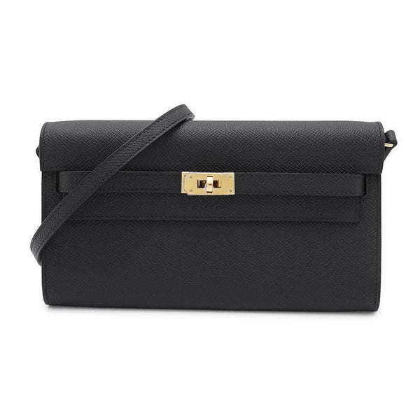 エルメス ケリーウォレット ロング トゥーゴー ブラック/ゴールド金具 エプソン B刻印 HERMES 黒