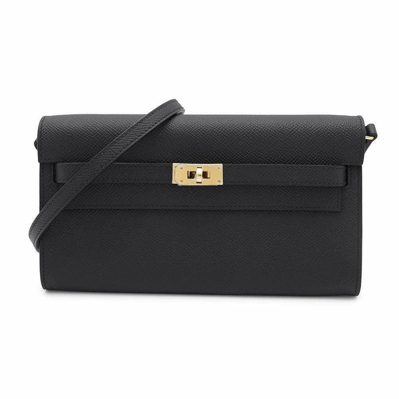 エルメス ケリーウォレット ロング トゥーゴー ブラック/ゴールド金具 エプソン B刻印 HERMES 黒