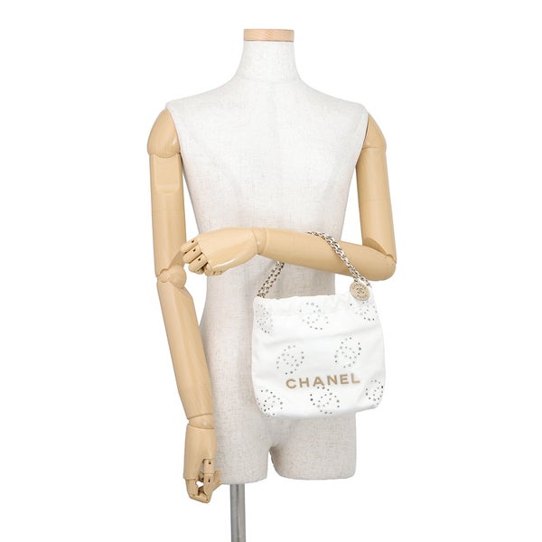 シャネル ハンドバッグ CHANEL22 ミニ パンチング ココマーク シャイニーカーフレザー AS3980 CHANEL 2way 白