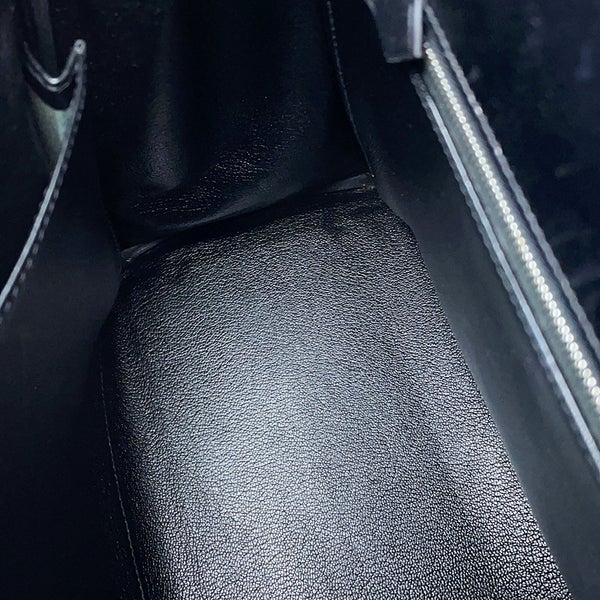 エルメス ハンドバッグ ケリー35 内縫い ブラック/シルバー金具 ボックスカーフ □F刻印 HERMES Kelly 2wayバッグ 黒