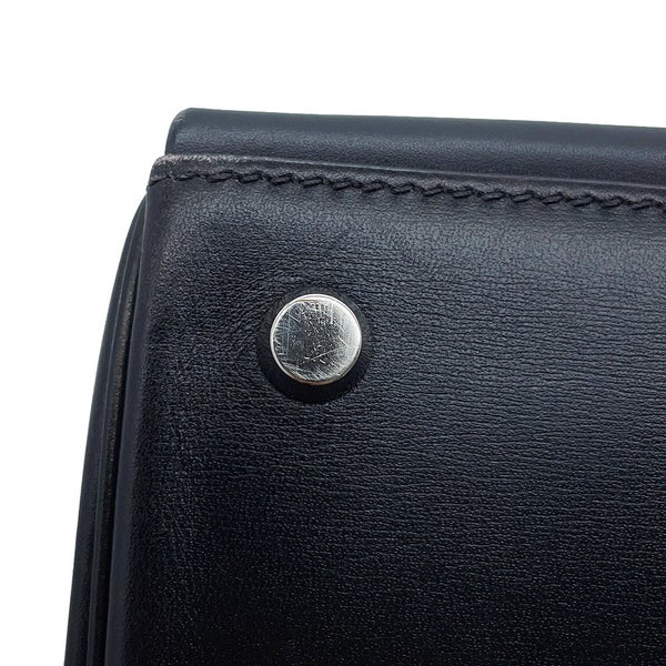 エルメス ハンドバッグ ケリー35 内縫い ブラック/シルバー金具 ボックスカーフ □F刻印 HERMES Kelly 2wayバッグ 黒