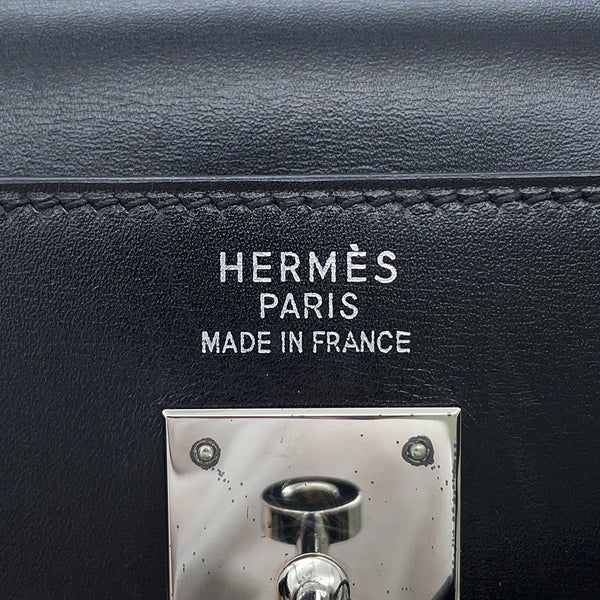 エルメス ハンドバッグ ケリー35 内縫い ブラック/シルバー金具 ボックスカーフ □F刻印 HERMES Kelly 2wayバッグ 黒