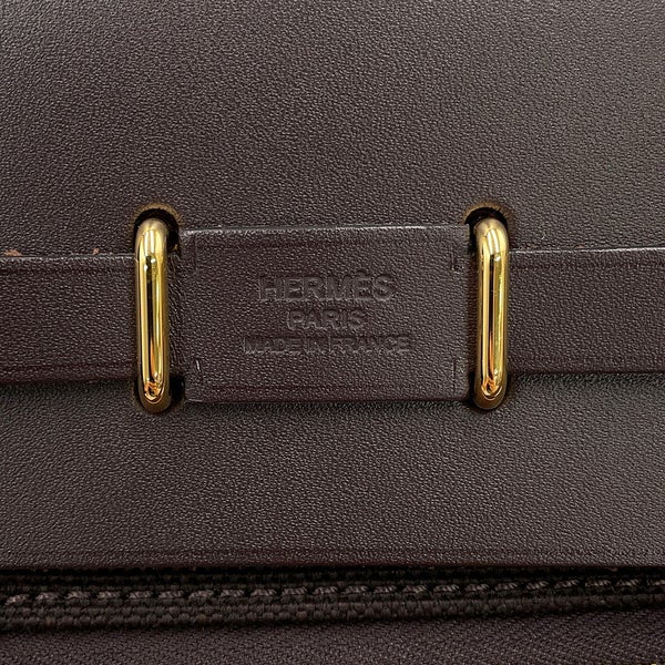 エルメス ショルダーバッグ エールバッグジップ ミニ エベンヌ/ゴールド金具 トワルアッシュ/ヴァッシュハンター K刻印 HERMES