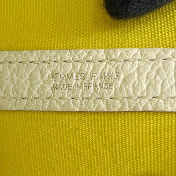 エルメス トートバッグ ガーデンパーティTPM ライム/クレ/シルバー金具 トワルオフィシエ/カントリー Y刻印 HERMES Garden Party