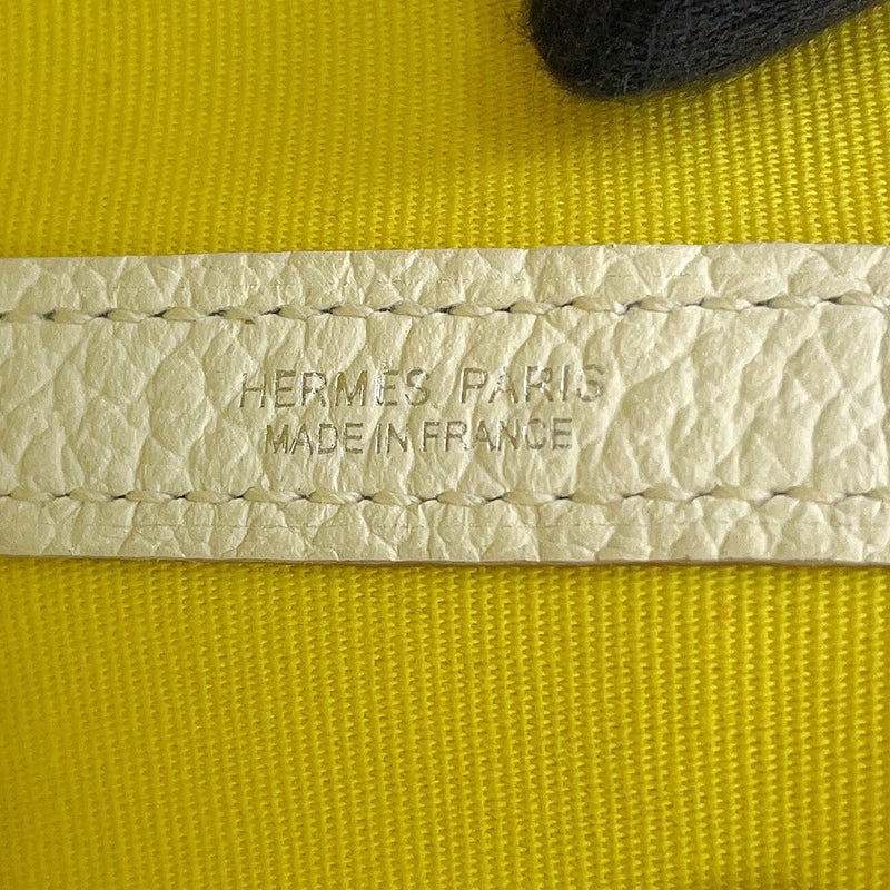 エルメス トートバッグ ガーデンパーティTPM ライム/クレ/シルバー金具 トワルオフィシエ/カントリー Y刻印 HERMES Garden Party