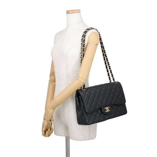 シャネル チェーンショルダーバッグ マトラッセ30 ココマーク ラムスキン CHANEL バッグ デカマトラッセ 黒