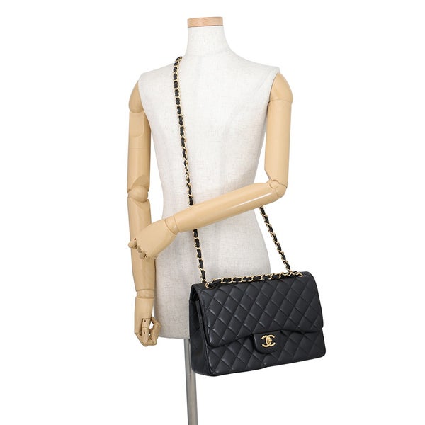 シャネル チェーンショルダーバッグ マトラッセ30 ココマーク ラムスキン CHANEL バッグ デカマトラッセ 黒