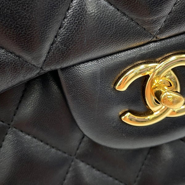 シャネル チェーンショルダーバッグ マトラッセ30 ココマーク ラムスキン CHANEL バッグ デカマトラッセ 黒