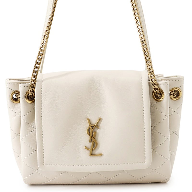 サンローランパリ チェーンショルダーバッグ ノリータ ミニ ラムスキン 672738 SAINT LAURENT PARIS 白