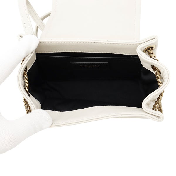 サンローランパリ チェーンショルダーバッグ ノリータ ミニ ラムスキン 672738 SAINT LAURENT PARIS 白