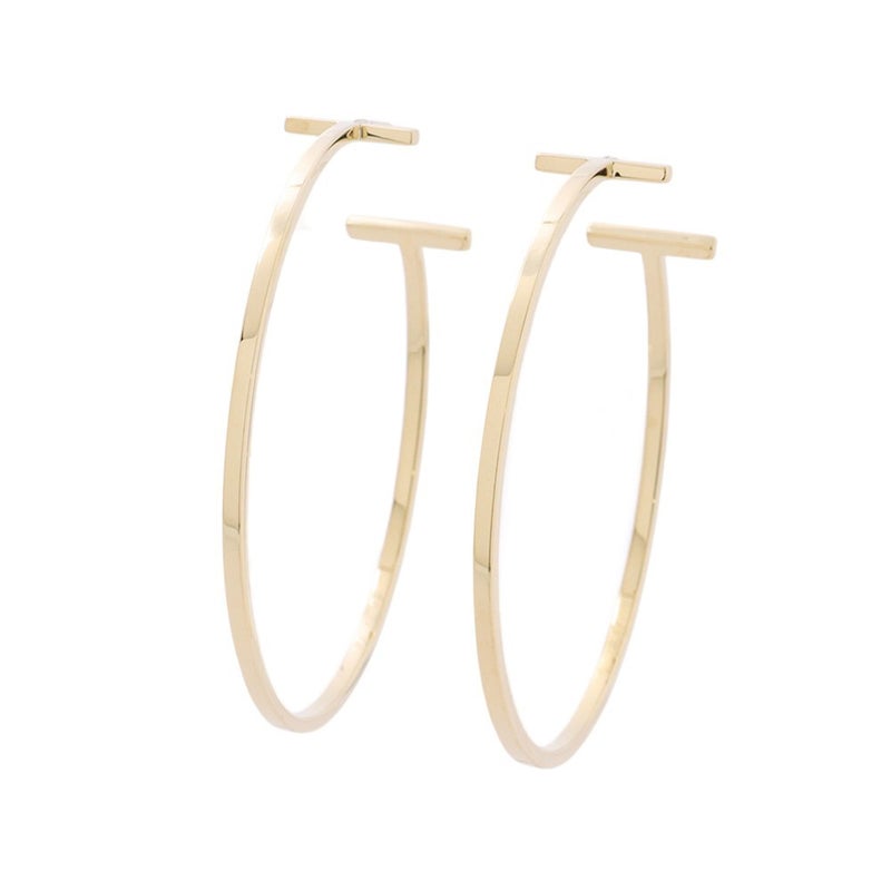 ティファニー ピアス Tワイヤー フープ エクストララージ K18YGイエローゴールド 67789962 Tiffany&Co. ジュエリー