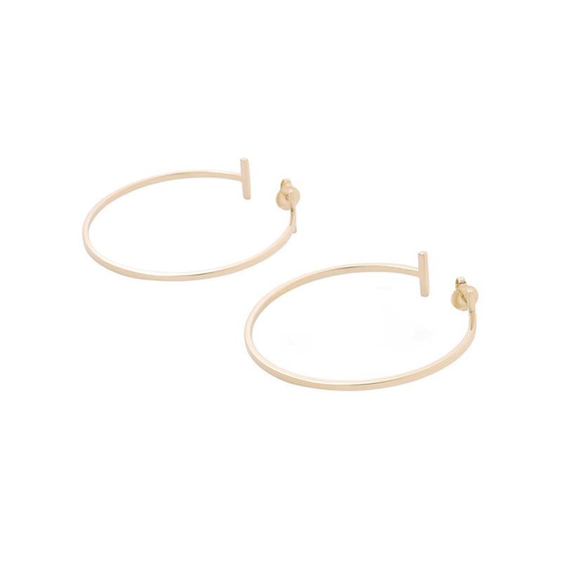 ティファニー ピアス Tワイヤー フープ エクストララージ K18YGイエローゴールド 67789962 Tiffany&Co. ジュエリー