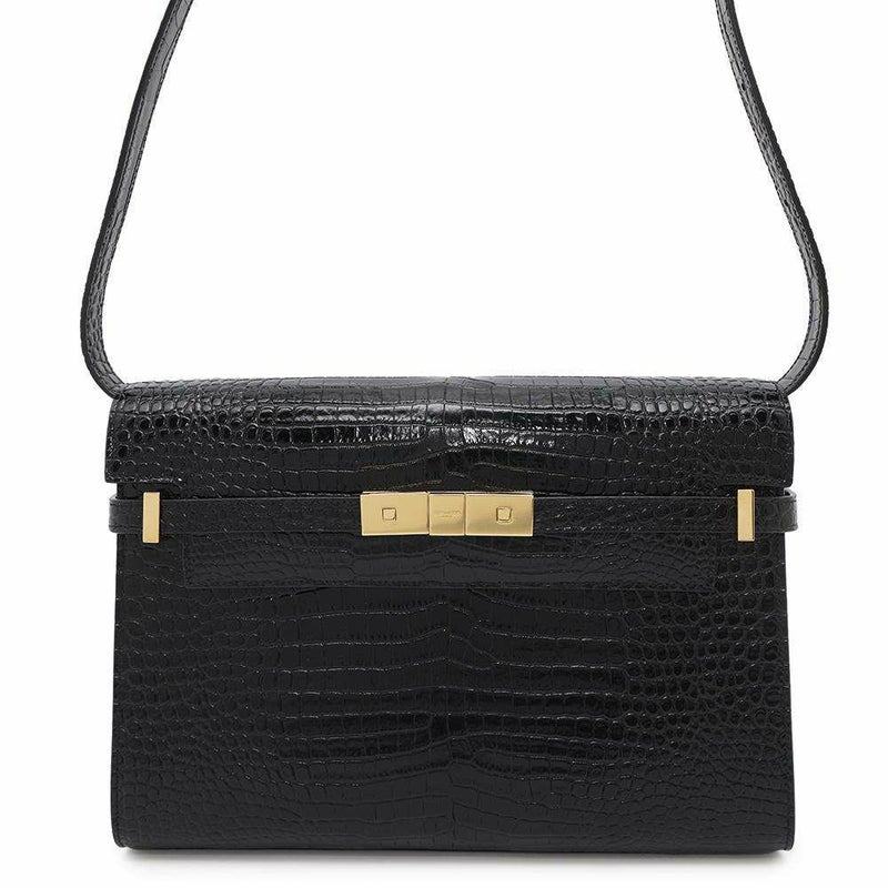 サンローランパリ ショルダーバッグ マンハッタン ミディアム クロコ型押しレザー 579271 SAINT LAURENT PARIS 黒