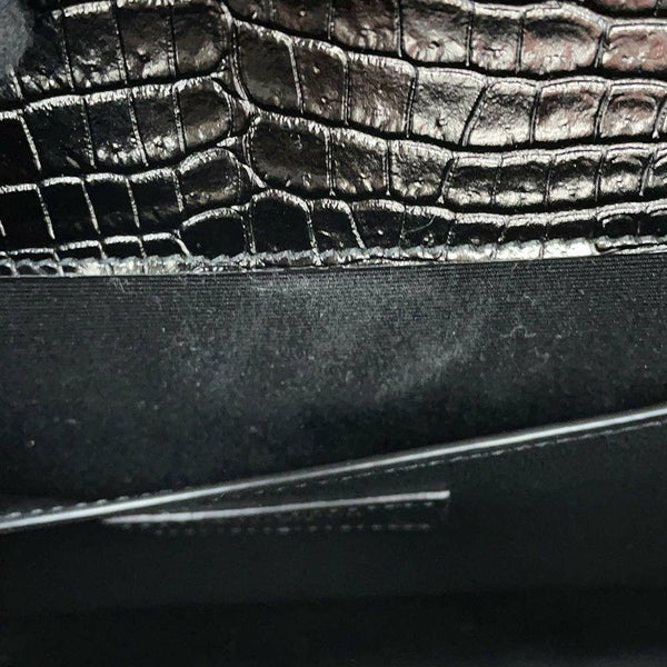 サンローランパリ ショルダーバッグ マンハッタン ミディアム クロコ型押しレザー 579271 SAINT LAURENT PARIS 黒