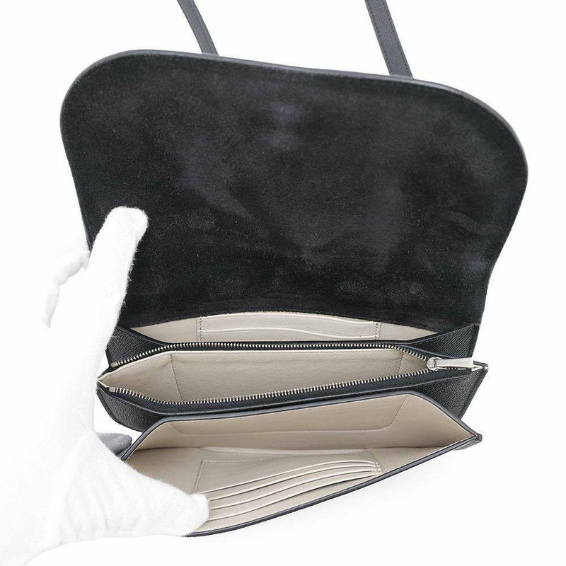 セリーヌ ショルダーウォレット クラッチオン レザー CELINE 長財布 黒