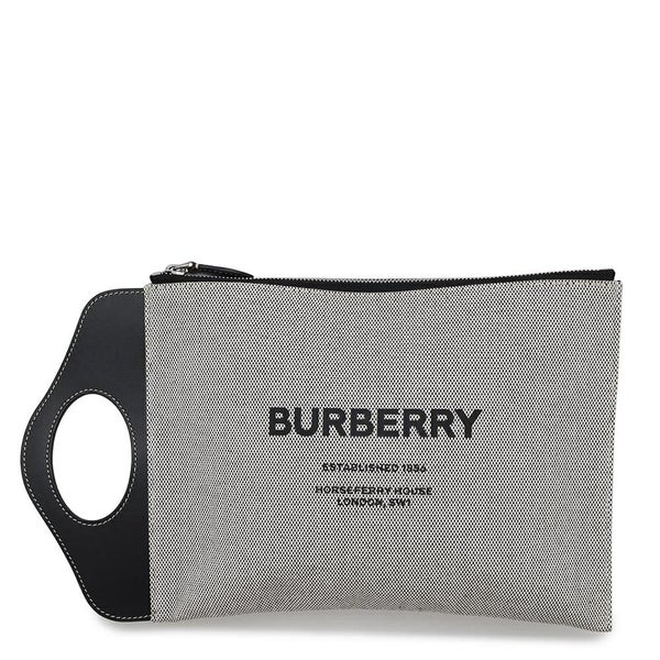 バーバリー クラッチバッグ ホースフェリー ロゴ キャンバス BURBERRY バッグ 黒