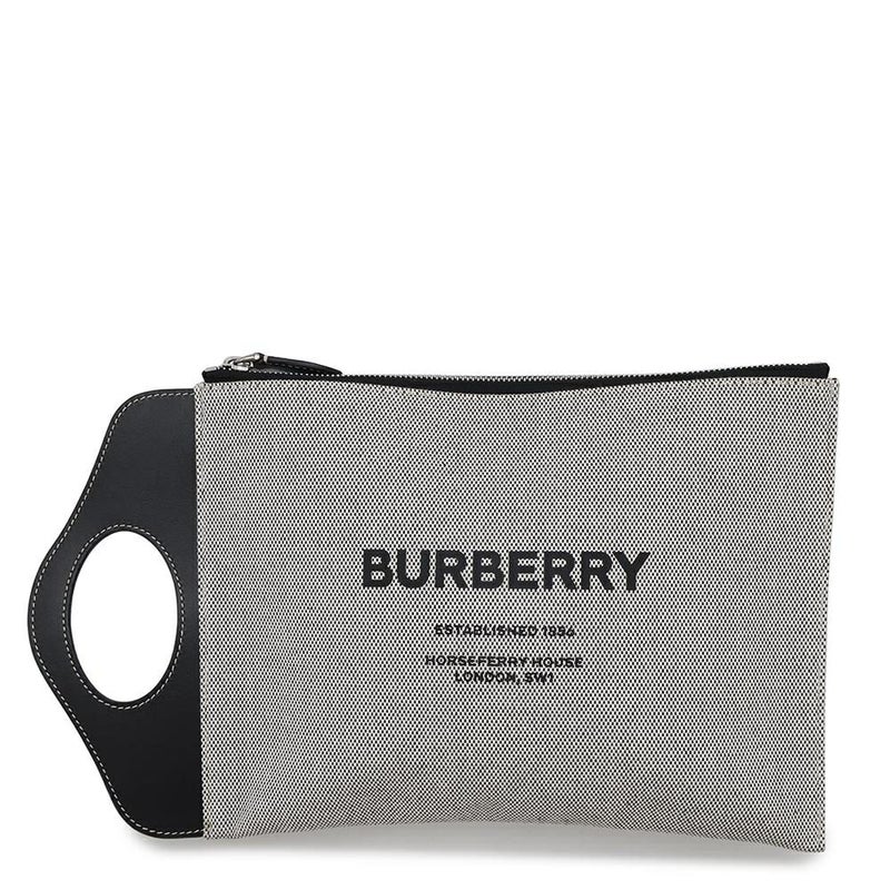 バーバリー クラッチバッグ ホースフェリー ロゴ キャンバス BURBERRY バッグ 黒