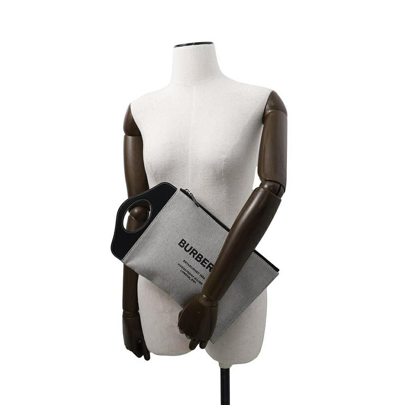 バーバリー クラッチバッグ ホースフェリー ロゴ キャンバス BURBERRY バッグ 黒